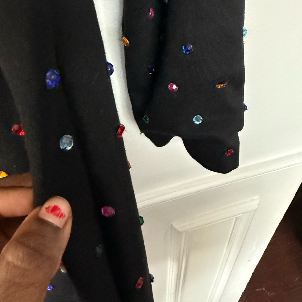 Black Scarf with Colorful Gem Accents